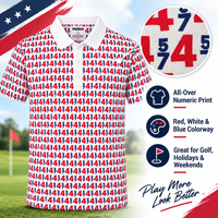 45/47 Presidential Polo Shirt in white – all-over 45/47 numeric print