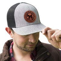 I'd Rather Be an American than a Democrat Gray Hat with Tan Circle Patch, Trump 2024