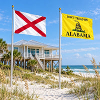 Alabama State Flag and Don't Tread on Alabama Flag 3x5 2-Pack displayed outdoors