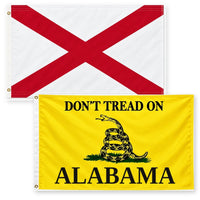 Alabama State Flag and Don't Tread on Alabama Flag 3x5 2-Pack