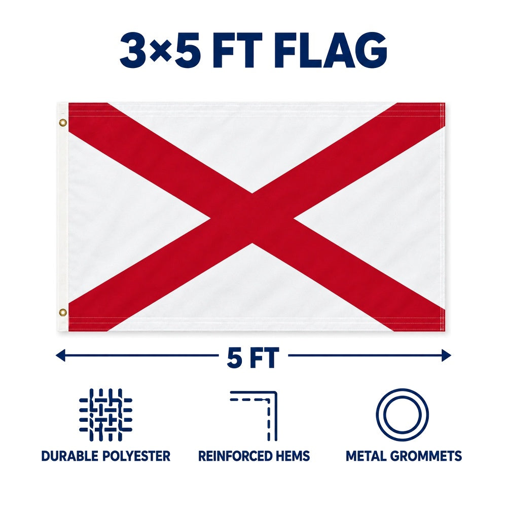 Alabama State Flag 3x5 features and size details