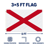 Alabama State Flag 3x5 features and size details