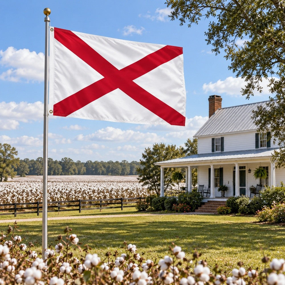 Alabama State Flag 3x5 displayed outdoors