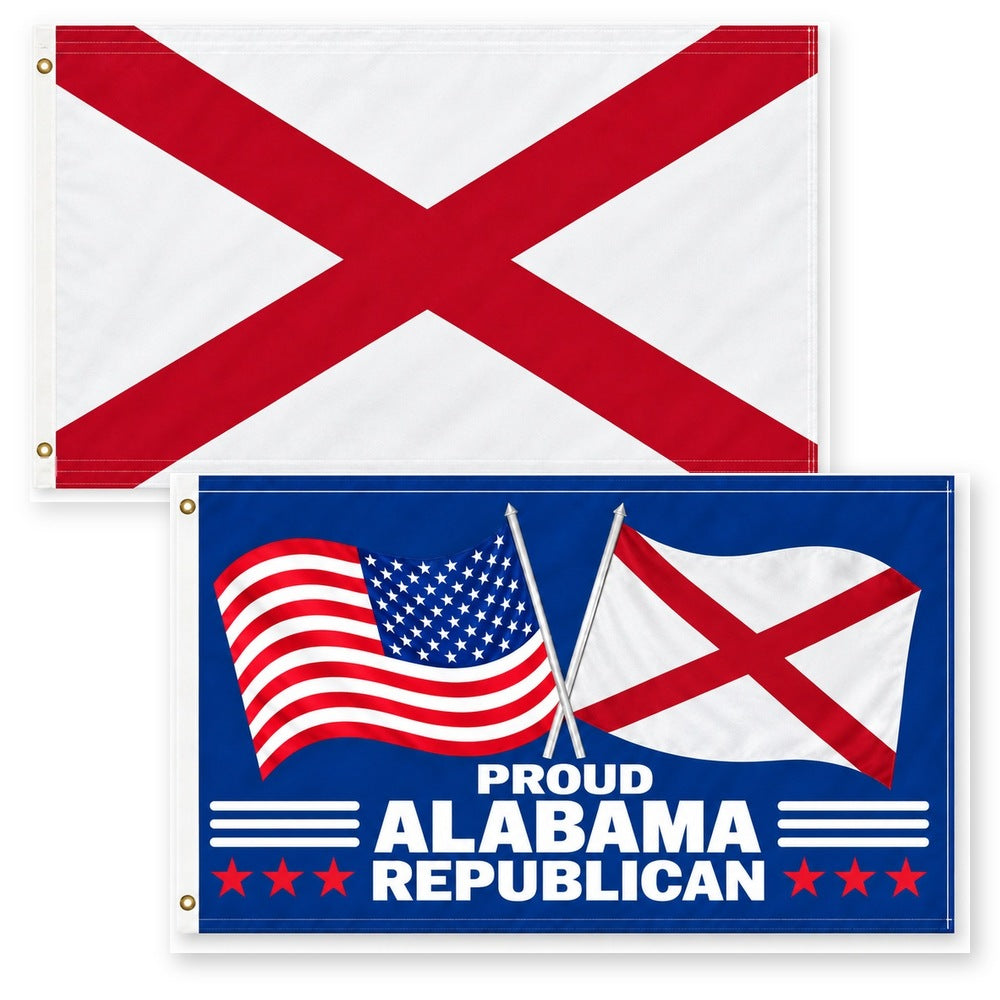 Alabama State Flag and Proud Alabama Republican Flag 3x5 2-Pack