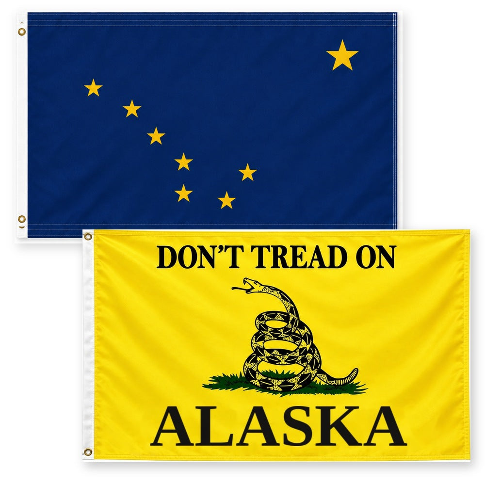 Alaska State Flag and Don't Tread on Alaska Flag 3x5 2-Pack