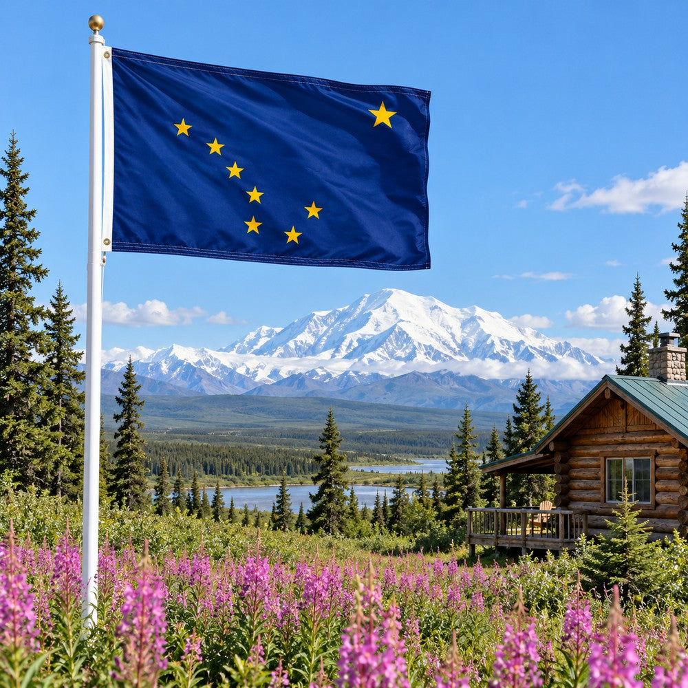 Alaska State Flag 3x5 displayed outdoors