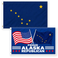 Alaska State Flag and Proud Alaska Republican Flag 3x5 2-Pack