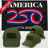 Army Green Flag Hat + America 250 Flag (Black) - America 250th Flag Hat & Flag Bundle