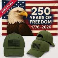 Army Green Flag Hat + Eagle 250 Years of Freedom Flag - America 250th Flag Hat & Flag Bundle