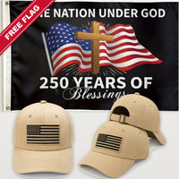 Desert Sand Flag Hat + One Nation Under God Flag - America 250th Flag Hat & Flag Bundle