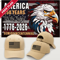 Desert Sand Flag Hat + Semiquincentennial Eagle Flag - America 250th Flag Hat & Flag Bundle