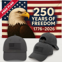 Gray Flag Hat + Eagle 250 Years of Freedom Flag - America 250th Flag Hat & Flag Bundle