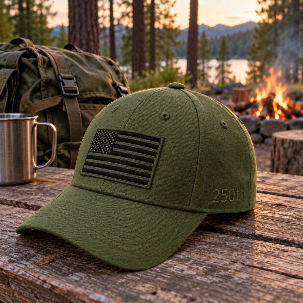 America 250th Anniversary Flag Cap - Army Green - lifestyle