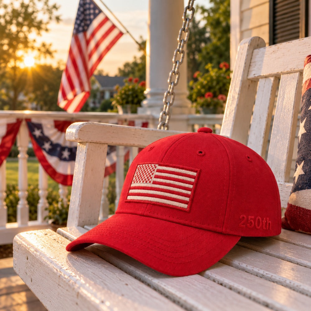 America 250th Anniversary Flag Cap - Red - lifestyle