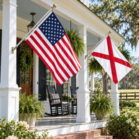 Heavy Duty American Flag and Alabama State Flag 3x5 2-Pack displayed outdoors