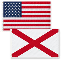 Heavy Duty American Flag and Alabama State Flag 3x5 2-Pack