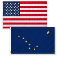 Heavy Duty American Flag and Alaska State Flag 3x5 2-Pack
