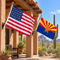 Heavy Duty American Flag and Arizona State Flag 3x5 2-Pack displayed outdoors