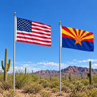 Heavy Duty American Flag and Arizona State Flag 3x5 2-Pack displayed outdoors