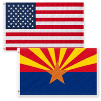 Heavy Duty American Flag and Arizona State Flag 3x5 2-Pack