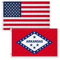 Heavy Duty American Flag and Arkansas State Flag 3x5 2-Pack