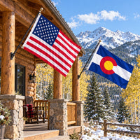 Heavy Duty American Flag and Colorado State Flag 3x5 2-Pack displayed outdoors