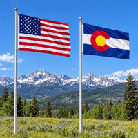 Heavy Duty American Flag and Colorado State Flag 3x5 2-Pack displayed outdoors