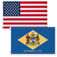Heavy Duty American Flag and Delaware State Flag 3x5 2-Pack