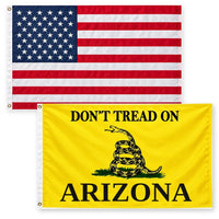 Heavy Duty American Flag and Don't Tread on Arizona Flag 3x5 2-Pack