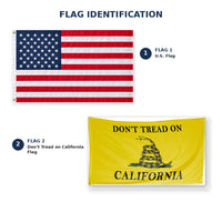Heavy Duty American Flag and Don't Tread on California Flag 3x5 2-Pack features and size details