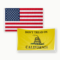 Heavy Duty American Flag and Don't Tread on California Flag 3x5 2-Pack