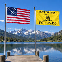 Heavy Duty American Flag and Don't Tread on Colorado Flag 3x5 2-Pack displayed outdoors