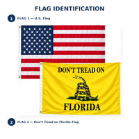 Heavy Duty American Flag and Don't Tread on Florida Flag 3x5 2-Pack features and size details
