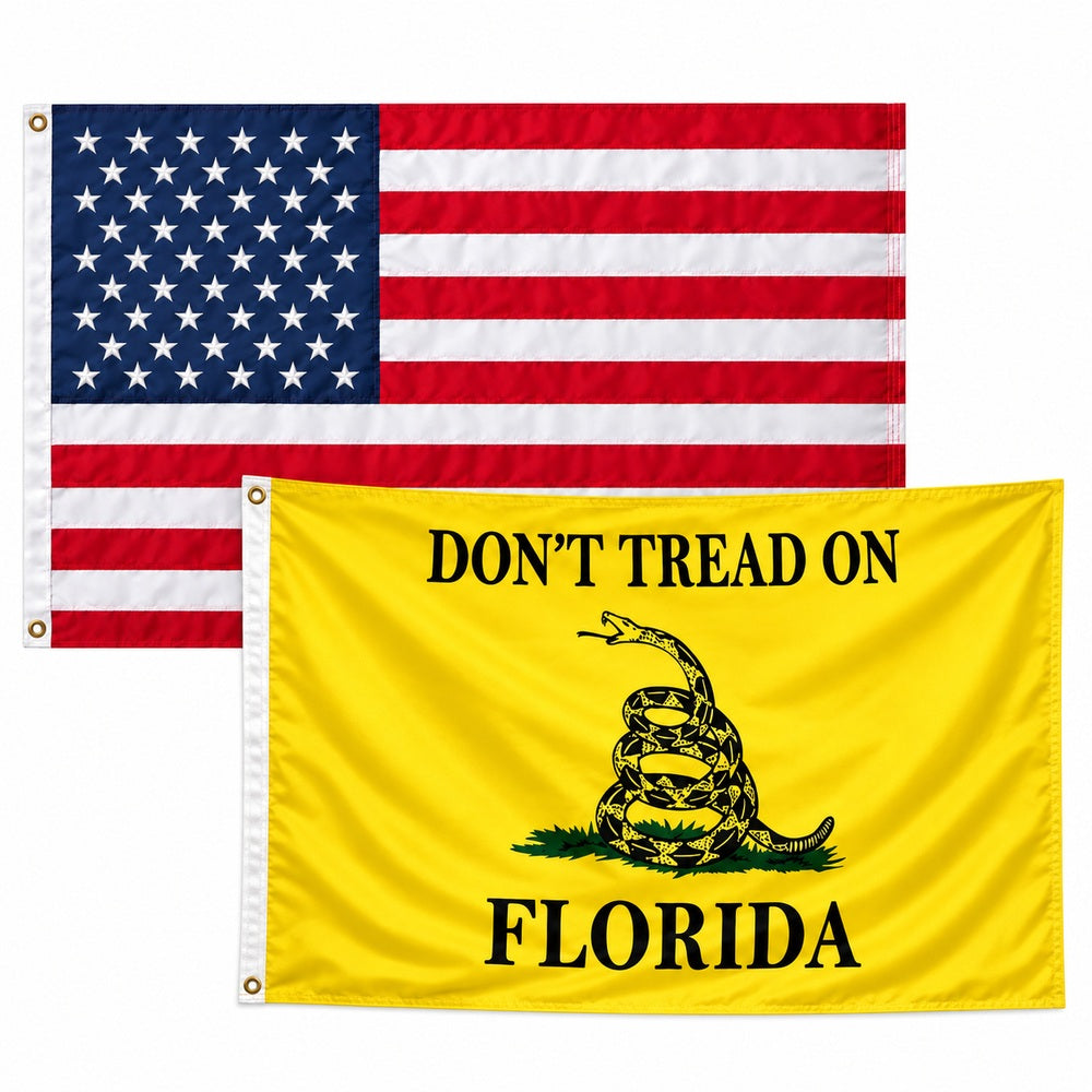 Heavy Duty American Flag and Don't Tread on Florida Flag 3x5 2-Pack