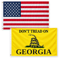 Heavy Duty American Flag and Don't Tread on Georgia Flag 3x5 2-Pack