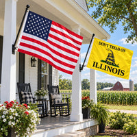 Heavy Duty American Flag and Don't Tread on Illinois Flag 3x5 2-Pack displayed outdoors