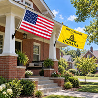 Heavy Duty American Flag and Don't Tread on Indiana Flag 3x5 2-Pack displayed outdoors
