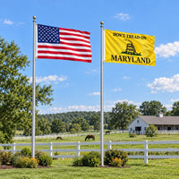 Heavy Duty American Flag and Don't Tread on Maryland Flag 3x5 2-Pack displayed outdoors
