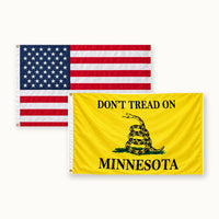 Heavy Duty American Flag and Don't Tread on Minnesota Flag 3x5 2-Pack