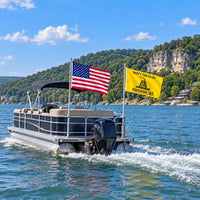 Heavy Duty American Flag and Don't Tread on Missouri Flag 3x5 2-Pack displayed outdoors