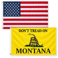 Heavy Duty American Flag and Don't Tread on Montana Flag 3x5 2-Pack