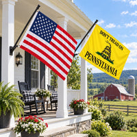 Heavy Duty American Flag and Don't Tread on Pennsylvania Flag 3x5 2-Pack displayed outdoors