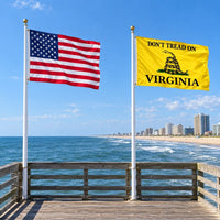Heavy Duty American Flag and Don't Tread on Virginia Flag 3x5 2-Pack displayed outdoors