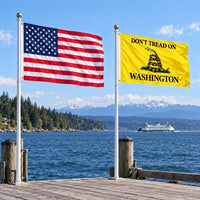 Heavy Duty American Flag and Don't Tread on Washington Flag 3x5 2-Pack displayed outdoors