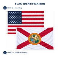 Heavy Duty American Flag and Florida State Flag 3x5 2-Pack features and size details