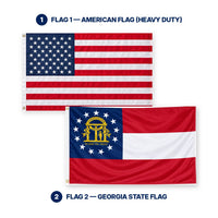 Heavy Duty American Flag and Georgia State Flag 3x5 2-Pack features and size details