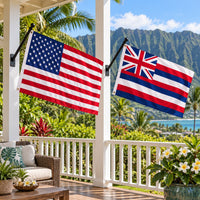 Heavy Duty American Flag and Hawaii State Flag 3x5 2-Pack displayed outdoors