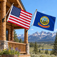 Heavy Duty American Flag and Idaho State Flag 3x5 2-Pack displayed outdoors