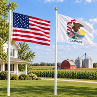 Heavy Duty American Flag and Illinois State Flag 3x5 2-Pack displayed outdoors