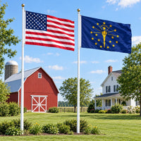Heavy Duty American Flag and Indiana State Flag 3x5 2-Pack displayed outdoors
